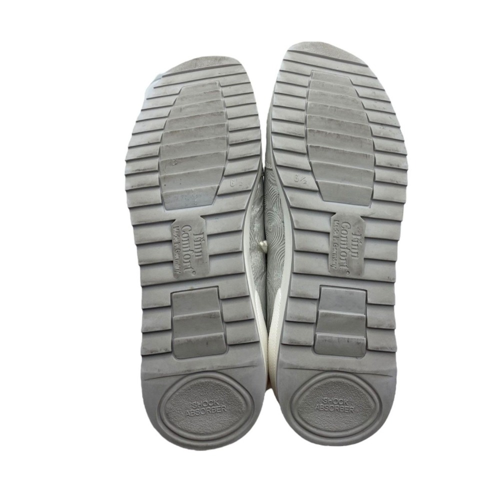 Finn Comfort Womens 6.5 Silver Swirl Leather Lace‎ Up Walking Sneakers Germany - Picture 4 of 15